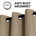 H.VERSAILTEX Linen Curtains 100% Blackout Curtains for Bedroom 84 inch Long Full Light Blocking Nature Linen Blended Window Curtains for Living Room Nickel Grommet (2 Panels, Heathered Macchiato)