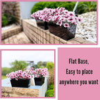LaLaGreen Railing Hanging Planters (2 Pack, 16 Inch) Large Black Metal Strawberry Flower Pots Outdoor Countryside Modern Rectangle Succulent Planter with Drainage Holes Hanger Balcony Deck Fence Porch