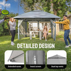 CROWN SHADES 13x13 Pop Up Gazebo, Canopy Tent, Gazebos on Clearance - Outdoor Gazebo for Backyard & Patio Furniture - Carpa Pop Up Tent with Wheeled STO-N-Go Cover Bag (Grey)
