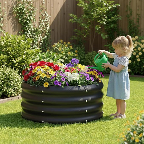 2-Pack 2x1ft Galvanized Raised Garden Bed, Outdoor Planter Bed, Metal Planter Box for Gardening and Planting,Black