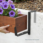 window box brackets, adjustable planter box brackets, heavy showing dimensions