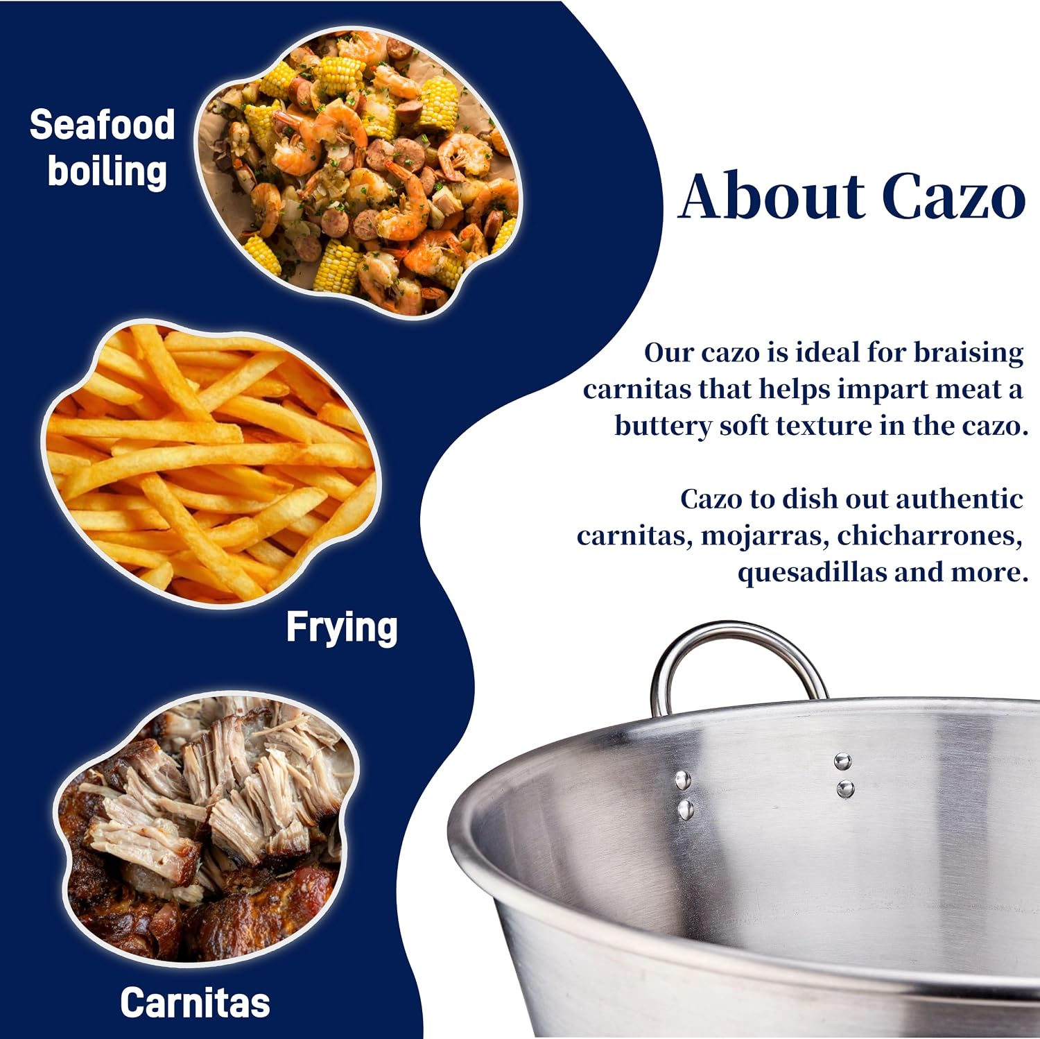 ARC Stainless Steel 41QT Mexican Cazo Para Carnitas, Large Outdoor Wok | Heavy Duty, Great for Carnitas and Braising, 21 Inches, Serve Size 8-10 PPL