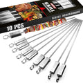 GRILLART Kabob Skewers for Grilling - Metal Skewer for Kabobs with Slider - Flat BBQ Skewer Stainless Steel - 17" Shish Kabob Grill Skewers & Ideal Kabob Sticks for Meat Shrimp Chicken Veggie (10PCS)
