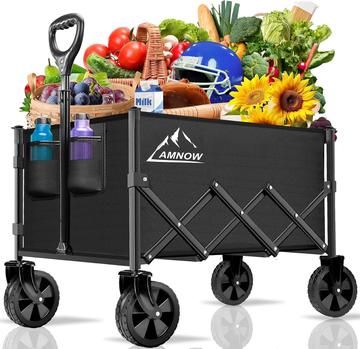amnow 100l collapsible wagon cart with all terrain, main product view