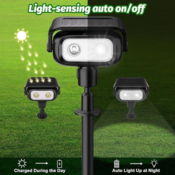 Nreonrick Solar Spot Lights 360° Adjustable Solar Lights Outdoor IP65 Waterproof with 2-in-1 Solar Powered Spotlights for Landscape Lighting for Garden, Yard, Pathway (Cool White, 4 Pack)