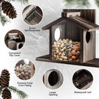 Gnodary Squirrel Feeders for Outside, Durable Squirrel House for Outdoor - Chipmunk Feeder, Squirrel Food for Backyard Squirrels Hold Corn, Corn Cob, Peanuts (Walnut Brown)
