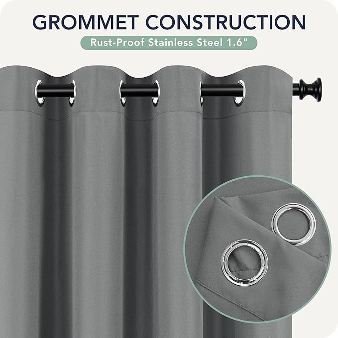 Gazebo Curtains Outdoor Waterproof 6 Panels - Windproof, Privacy, Weatherproof Outside Drapes for Patio Pergola Porch, Grommet Top and Tab Bottom Drape, 54x95 Inch, Grey