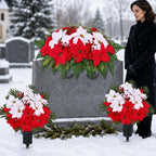 3 sets christmas cemetery flowers for grave, poinsettia, view 9