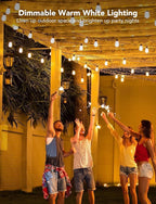 Govee Smart Outdoor String Lights H7015, 48ft RGBIC Outdoor Lights with 15 Dimmable LED Bulbs, IP65 Waterproof, Color Changing Warm White Lights with 47 Scene Modes for Patio, Backyard, App Control