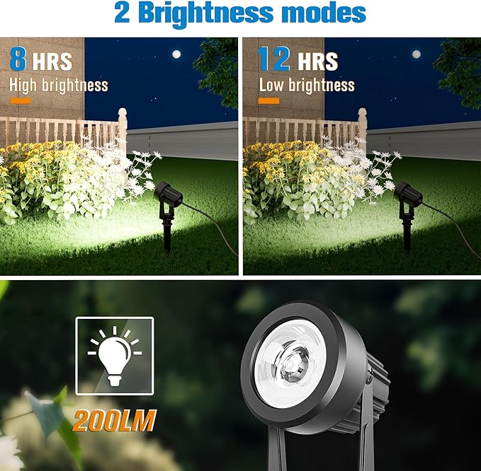 APONUO Solar Spot Lights Outdoor 2-in-1 Solar Landscape Lighting Dusk to Dawn Solar Uplights IP65 Waterproof 9.8ft Cable Outdoor Spot Lights for Yard Pathway Garden Tree Decoration (Cool White)
