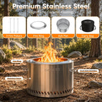 golabs fp1 smokeless portable fire pit, 19.5" stainless shown in use