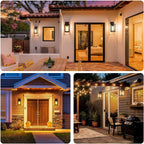 Outdoor Wall Light Fixtures, Exterior Wall Lanterns, Black, 2-Pack, 12 In | Waterproof Outside Wall Sconce for Front Porch, Garage, Patio, Anti-Rust, Tempered Glass, E26(Bulbs Not Included)