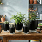GARDIFE 2026 Upgraded Self Watering Plant Pots with Drainage Hole, 7/6.5/6/5.5/5/4 Inch Flower Planting Containers for House Plants, African Violet, Flowers, Cactus (Black, 7+6.5+6+5.5+5+4 inch)