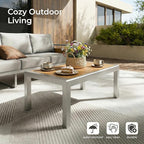 ZANDOR Aluminum Outdoor Patio Furniture - 1 Pcs Loveseat and Coffee Table, All-Weather Metal Modern Outside Furniture with Washable Thick Cushion for Garden/Backyard/Porch, Silver