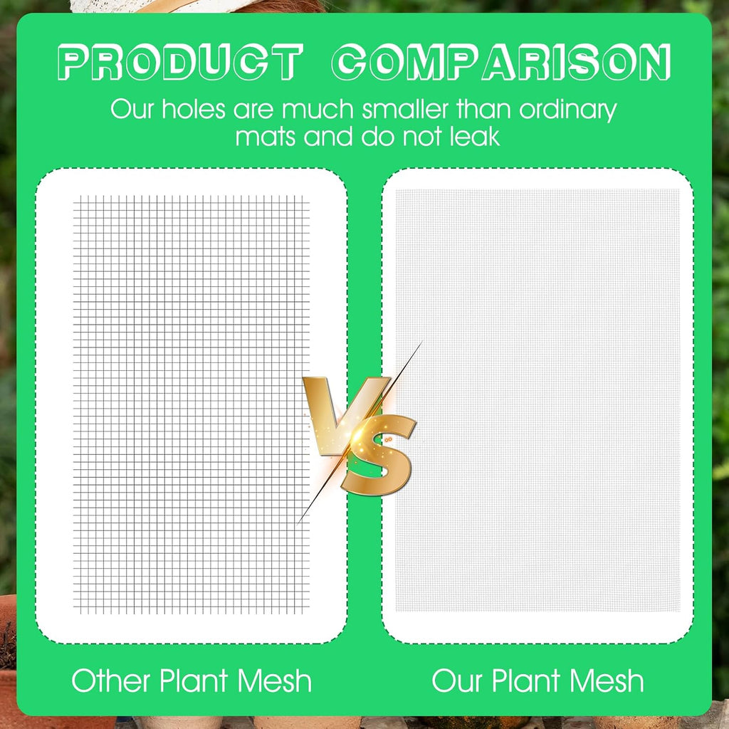 Ouligay 10pcs 11.8 X 7.8inch Flower Pot Hole Mesh Pad, Plastic Mesh Sheet, Keep Soil from Flowing Away,Bonsai DIY Drainage Netting Pot Bottom Grid Mat, White