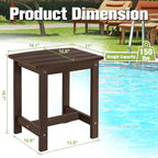 Y&M Outdoor Side Table, HIPS Adirondack Small Single Table, Waterproof Square Outside Table, Balcony Modern End Tables for Patio, Pool, Beach, Porch, Deck, Indoor or Outdoor Use, Coffee