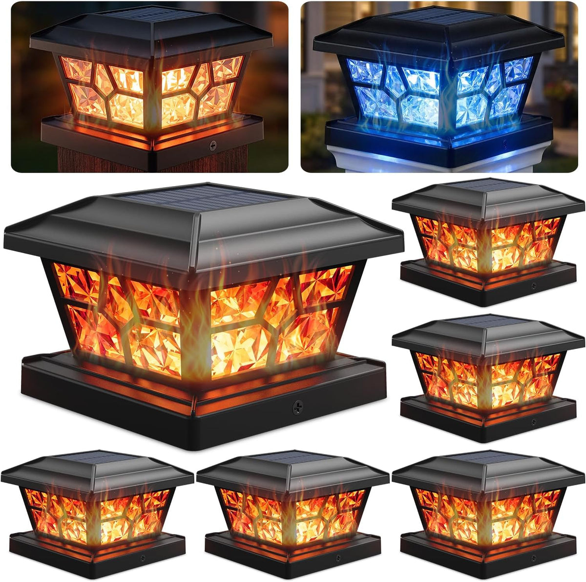 siedinlar flickering flame solar post cap lights, 4, main product view