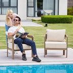 Outdoor Furniture Set, 2Pcs Patio Armchairs, Metal Modern Outside Furniture with 6'' Thick Cushions, Outdoor Conversation Set Balcony Chairs for Backyard, Porch,Deck, Beige