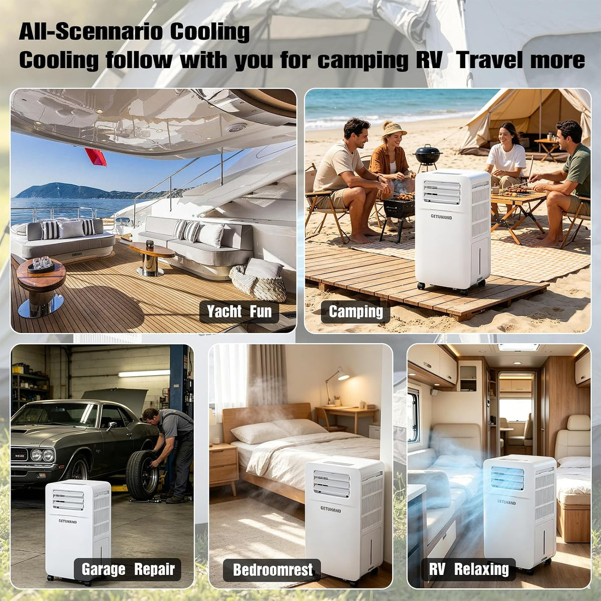 portable tent air conditioner for camping 5200btu 400w, front angle view