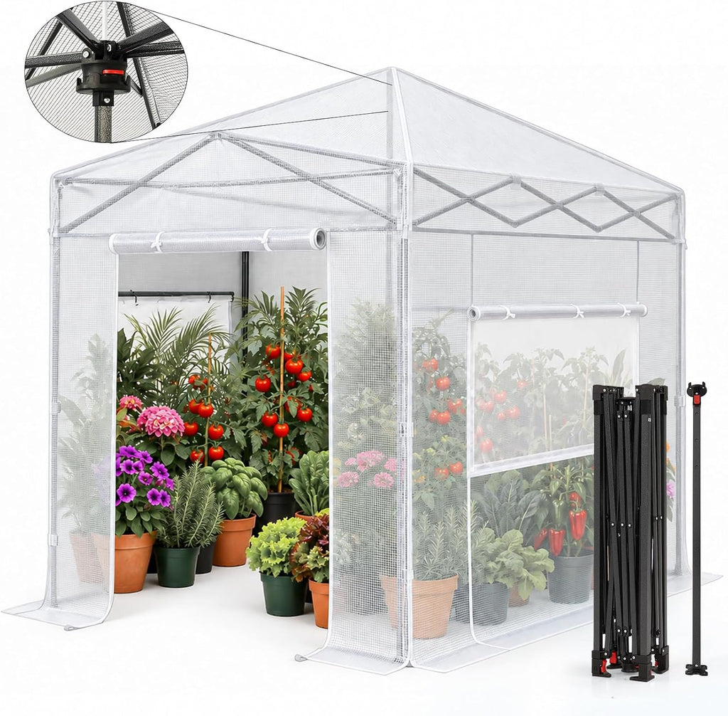 crown shades walk-in 8x6 pop up portable greenhouse,white, main product view