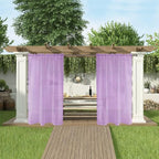 SpaceDresser Waterproof Outdoor Sheer Curtains for Patio - 2 Panels Rod Pocket Indoor Voile Sheer Curtain for Living Room,52W x 120L inch,Lavender