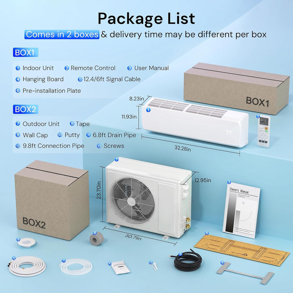 mepty 12000btu mini split ac/heating system, 19 seer2, view 9