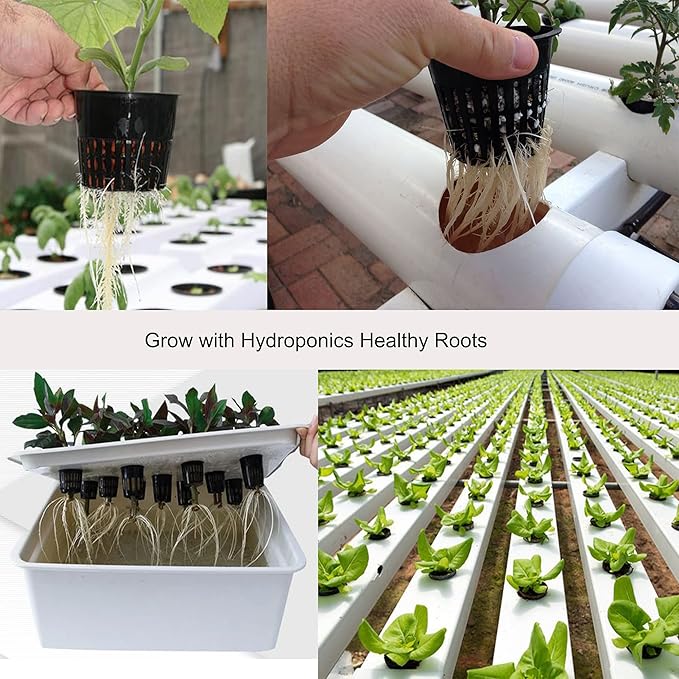 ORIMERC 12 Pack 3 inch Net Cups Pots with 12 feet Hydroponics Self Watering Wick & 12 Plant Labels Aquaponics Mason Jar Bucket Insert Orchid kratky Vegetable Garden Growing Netted Basket Slotted Mesh