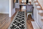 Custom Length Cut to Size Fleur de Lis Inspired Carpet Runner Rug for Hallways, Non Slip Rubber Backed, 31 inch Wide X Customized Length, Royal Grey, 31 inch X 10 feet