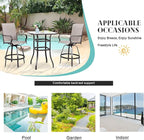 Vongrasig 5 Piece Patio Swivel Bar Set, All Weather Mental Textilene High Swivel Bar Stools Chair Set of 4 and Glass Bar Table, Outdoor High Top Bistro Set for Lawn Garden, Balcony, Taupe