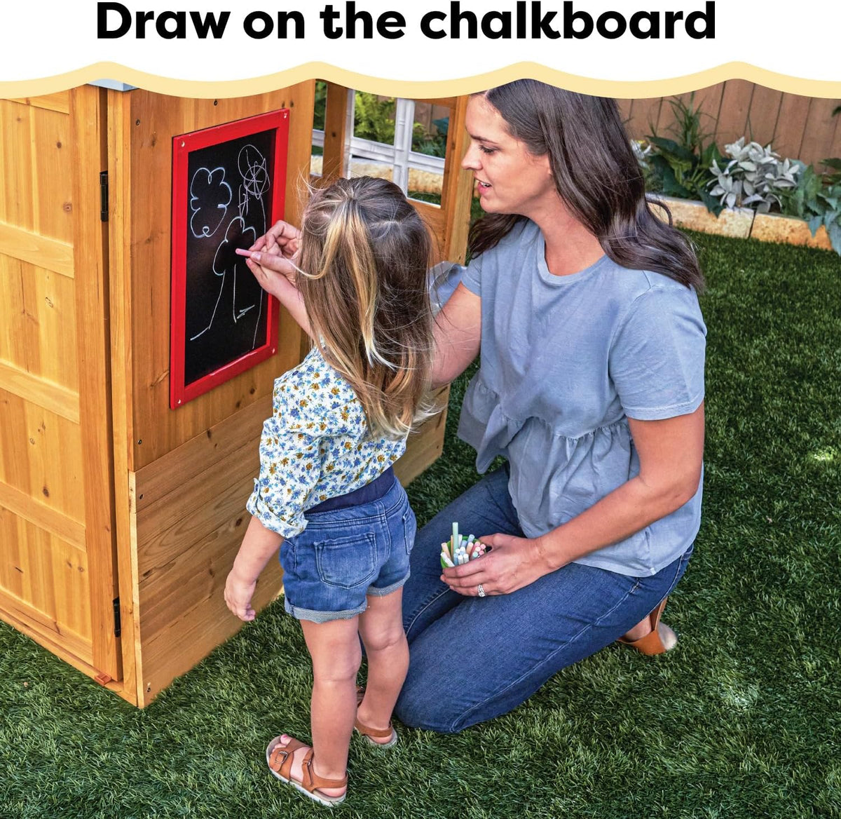 kidkraft modern outdoor wooden playhouse with picnic table, view 12