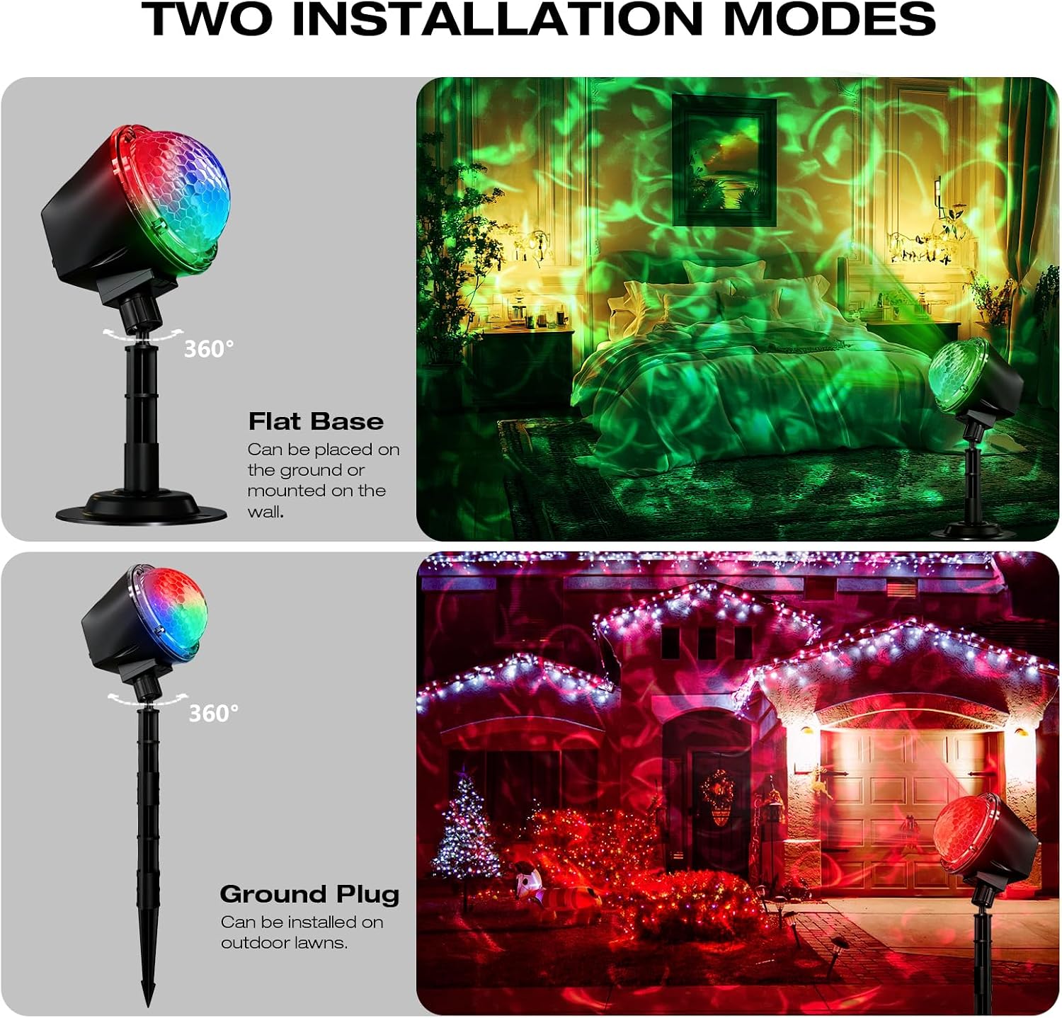 Projector Lights Outdoor, 14 Colors Water Wave Ocean Moving Effect RGBW LED Night Light Weatherproof with Remote & Timer for Halloween Christmas Holiday Garden Yard House Parties Bedroom Ceiling Decor