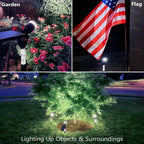 DenicMic Solar Spot Lights Outdoor Waterproof White Lens LED 4 Pack | Adjustable Angle Long Range Solar Lights Outdoor for Yard Garden Patio Wall Tree Landscape Spotlights, Acrylic Lighted Pole