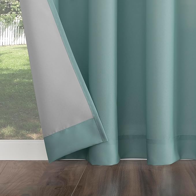 Sun Zero Marina Indoor/Outdoor UV Protectant Energy Efficient Grommet Curtain Panel, 54" x 84", Soft Teal