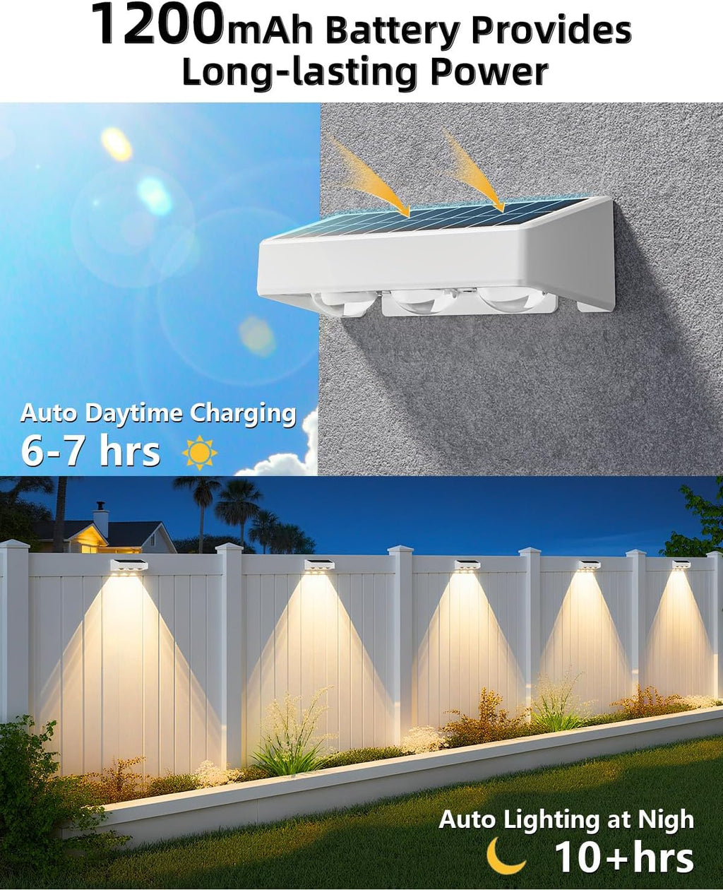 JOFIOS Solar Fence Lights Outdoor, 9 Fixed Colors ＆ Color Changing Fence Lights Solar Powered Waterproof IP65 Dusk-to-Dawn LED Deck Lighting for Patio, Railing, Pool, Porch, Backyard, Wall, 12 Pack