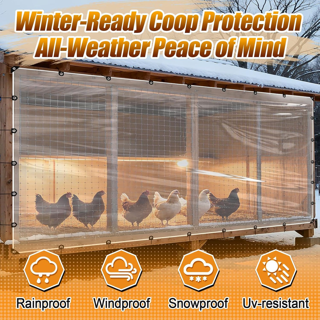 10x13ft anti-tear clear tarp waterproof, 5 mil, windproof, side view