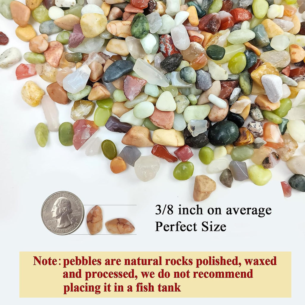 FANTIAN Succulent Rocks, 3/8 Inch Polished Pebbles for Indoor Plants, Decorative River Rocks for Plants Indoor, Vase Fillers, Cactus Planters, Bird Bath, Fountain, Outdoor Garden Landscaping