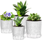 4 Pack Self Watering Pots for Indoor Plants, 4" + 5.5" Flower Pots with Wick Rope and Reservoir, Plant Pots for African Violet, Spider Plant, Orchid