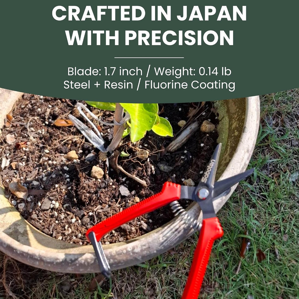 Saboten SD-8 6.7" Japanese Garden Pruning Shears, Lightweight Stainless Steel Trimming Scissors for Vegetables, Flowers & Fruit Harvesting, DIY, forest Originals, Made in Japan