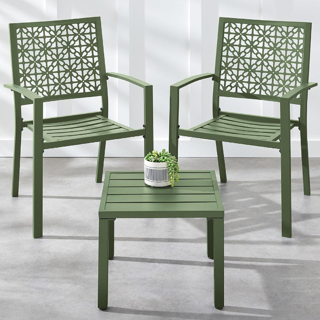 best choice products 3-piece outdoor bistro set, stackable, main product view