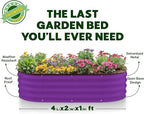 Plant & Plot Galvanized Raised Garden Beds Outdoor // 4×2×1 ft (2-Pack) Planter Raised Beds for Gardening, Vegetables, Flowers // Large Metal Garden Box (Purple) // Patented Tool-Free Design
