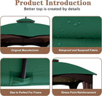 SCOCANOPY Forest Green Ripstop Replacement Top Fit for Lowe's Allen Roth 10X12 Gazebo Model #GF-12S004B-1/ GF-12S004BTO