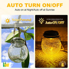 DBF Solar Lanterns Outdoor 2 Pack - Waterproof IP65 Hanging Solar Lights with Warm Amber & RGB Colors, Crackle Glass LED Ball Lights Globes Garden Decorative for Patio Tree Backyard Pathway Railing