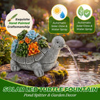 Jetec Solar Garden Statue Fountain Turtle, Pond Water Spitter Aerator | Not Included Tubing, Lawn Decor Tortoise Statue with Succulent & LED Lights for Outdoor Patio, Yard, Ponds Decor, Ideal Gift