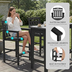 Ciokea Outdoor Bar Height Table Set of 5, 60" Extra Long Rectangle High Top Table and 4 Oversized Adirondack Chairs Set, Heavy-Duty All-Weather HDPE Patio Bar Set for Backyard Balcony Deck, Black