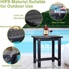 Y&M Outdoor Side Table, HIPS Adirondack Small Single Table, Waterproof Square Outside Table, Balcony Modern End Tables for Patio, Pool, Beach, Porch, Deck, Indoor or Outdoor Use, Black