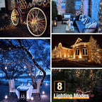 btfarm 4 Pack Solar String Lights Outdoor - 320LED 132FT Solar Fairy Lights Outside Waterproof 8 Modes, Copper Wire Solar Powered Twinkling Lights for Tree Garden Christmas Wedding Party Decoration