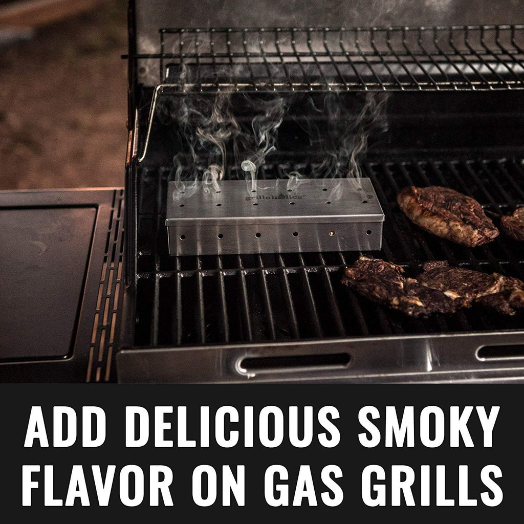 Stainless Steel Wood Chip Smoker Box for Gas & Charcoal Grills | XL Size | BBQ Smoker Accessory | Grilling Gift | Uses Wood Chips or Pellets
