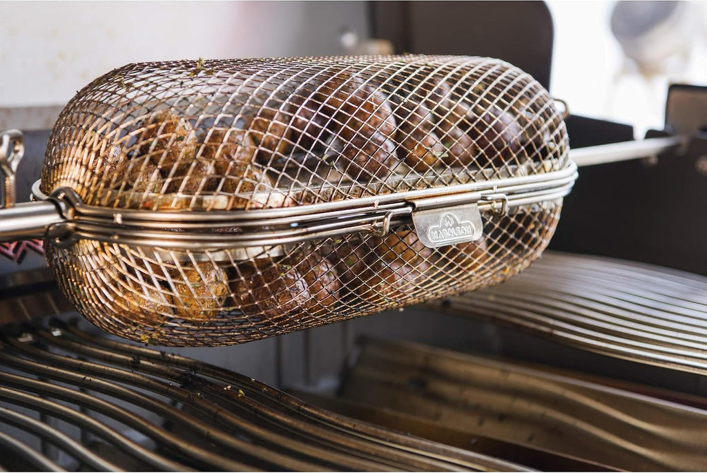 Napoleon Rotisserie Grill Basket - Stainless Steel, Fits Standard Spit Rods, Best For Wings, Fries And Roasted Veggies