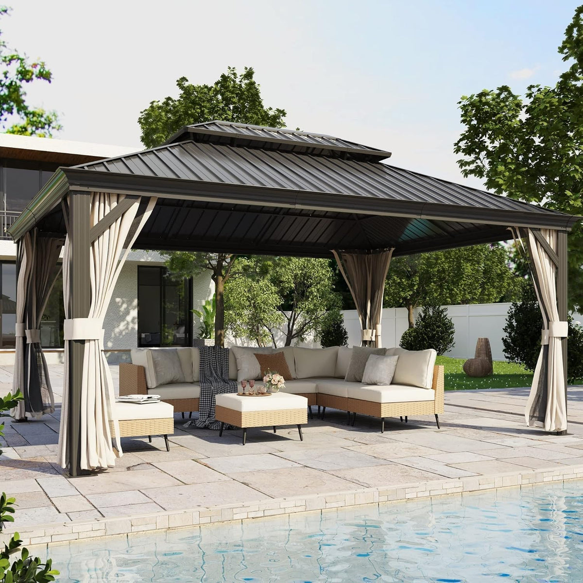 lausaint home outdoor hardtop gazebo for patios 12x16ft, main product view