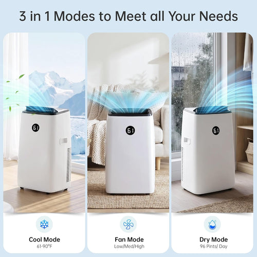14000 btu portable air conditioners, 3-in-1 floor stand shown in use